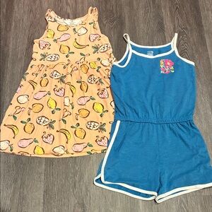 Lot of 2 (S) Girls H&M Summer Fruit Dress and George Sporty Romper